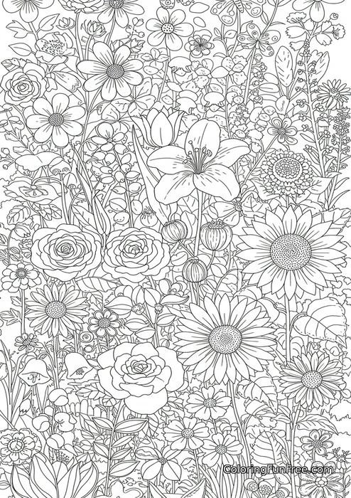 Dense wildflower garden