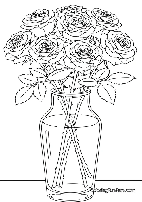 Roses in glass vase