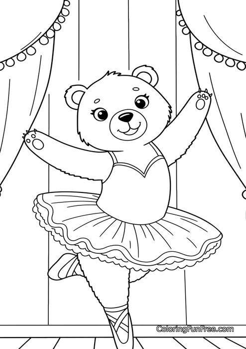 Bear ballerina on stage