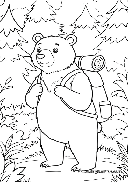 Bear hiking with backpack