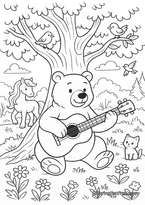 Bear playing guitar