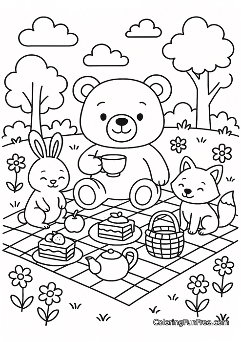 Bear rabbit fox picnic