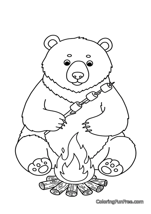 Bear roasting marshmallows