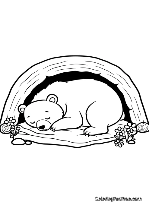 Bear sleeping in den