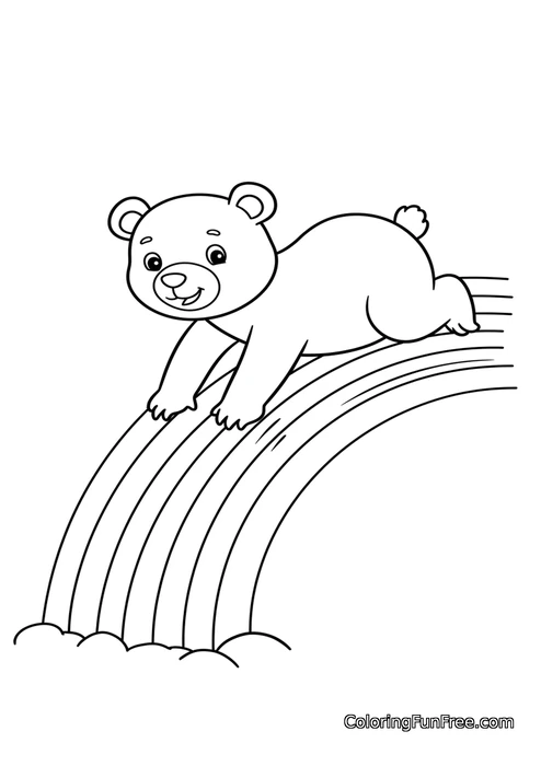 Bear sliding down rainbow