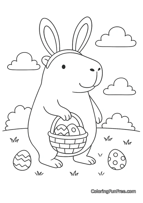 Capybara bunny ears easter