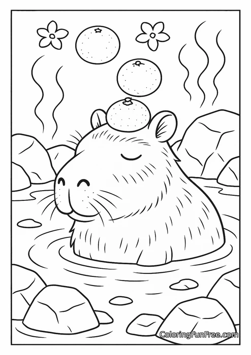 Capybara hot spring oranges