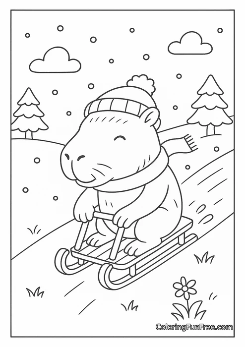 Capybara sledding