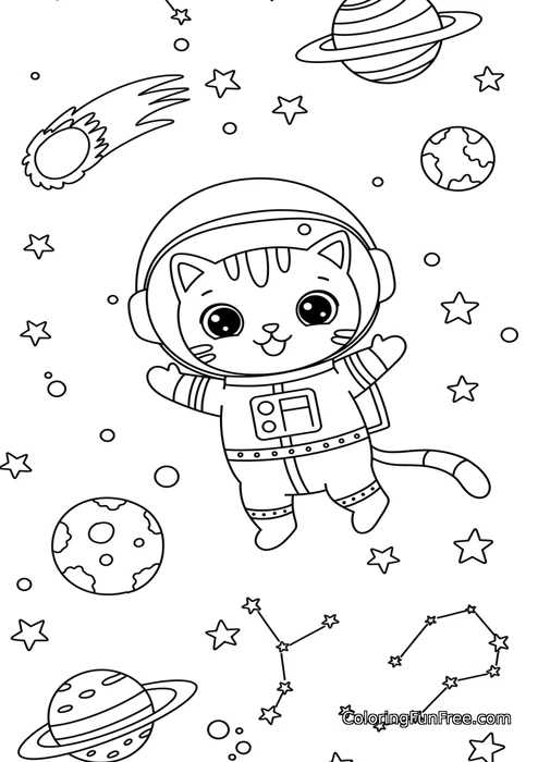 Astronaut cat in space
