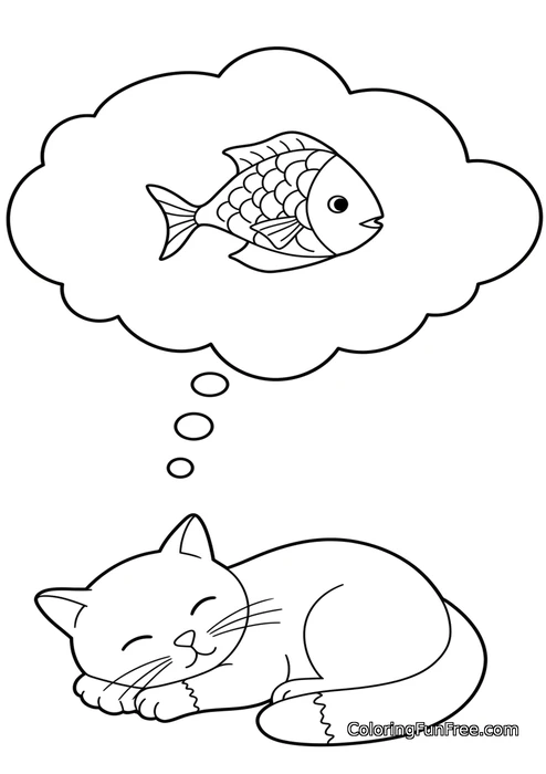 Cat dreaming of fish
