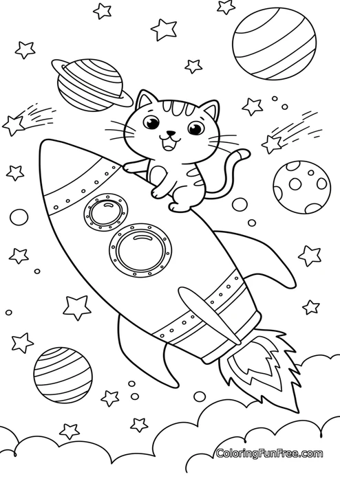 Cat on rocket ship