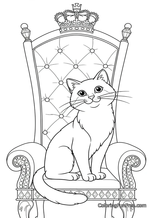 Cat on throne with crown