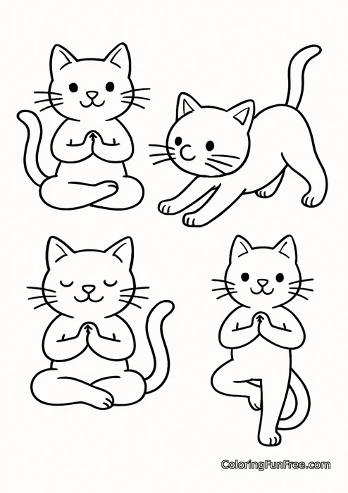 Cats doing yoga poses
