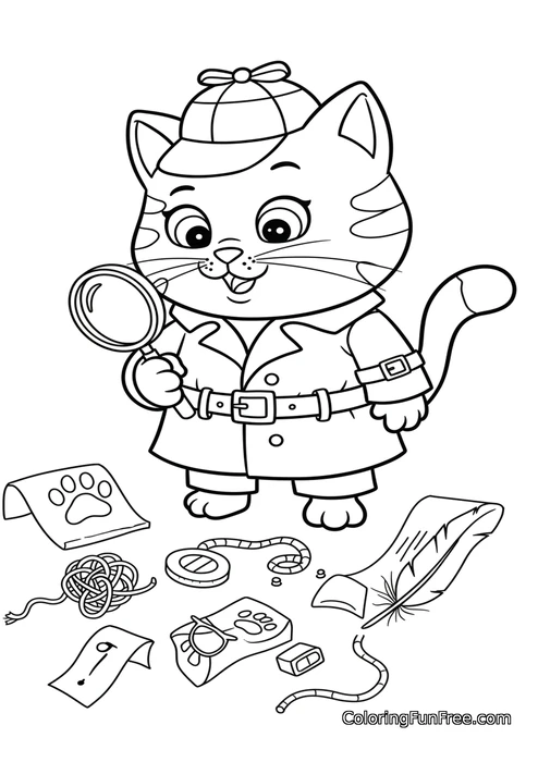 Detective cat with clues