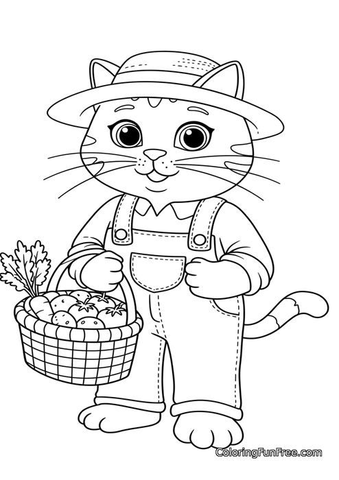 Farmer cat with vegetable basket