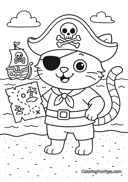 Pirate cat treasure map