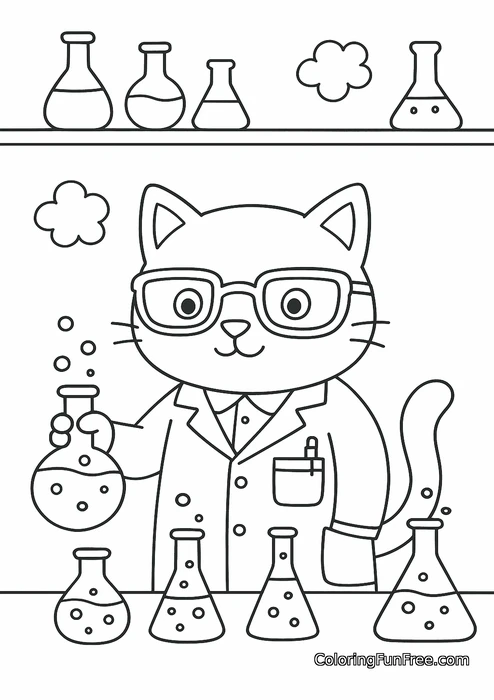 Scientist cat in lab