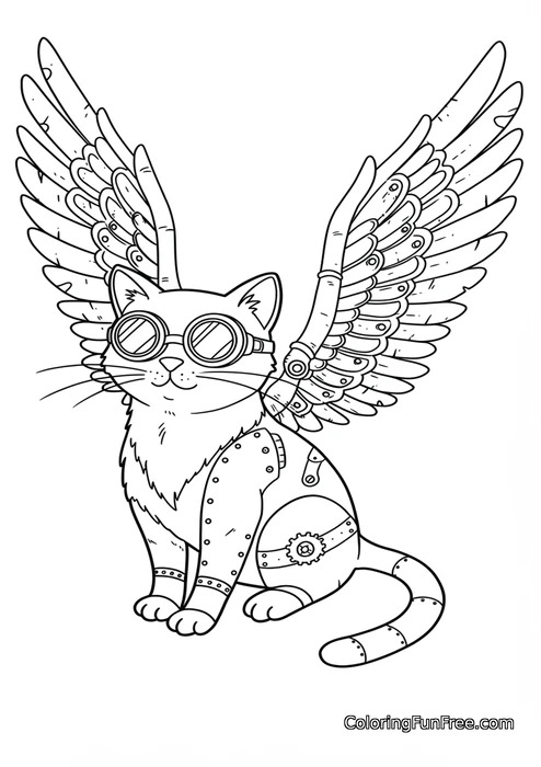 Steampunk cat with wings