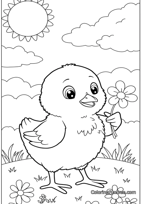 Chick holding flower sunny day