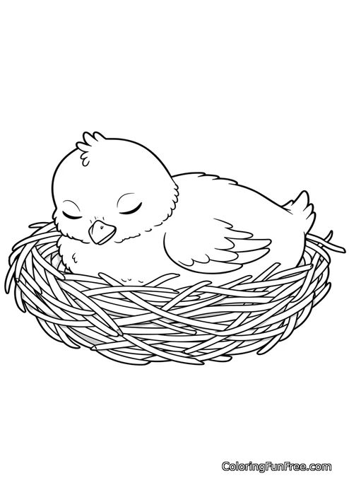 Chick sleeping in nest