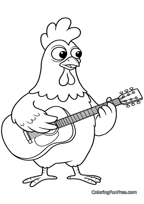 Chicken playing guitar