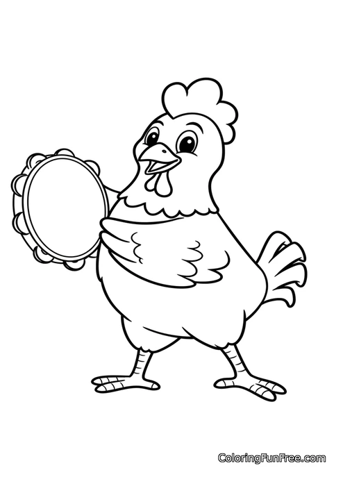 Chicken playing tambourine