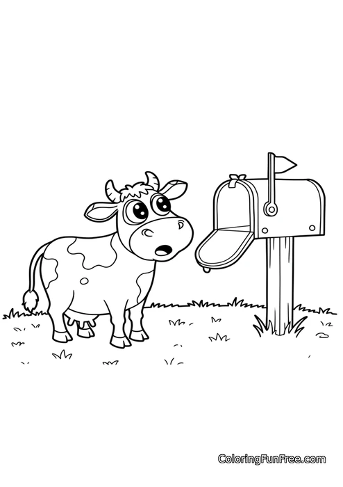 Cow at mailbox