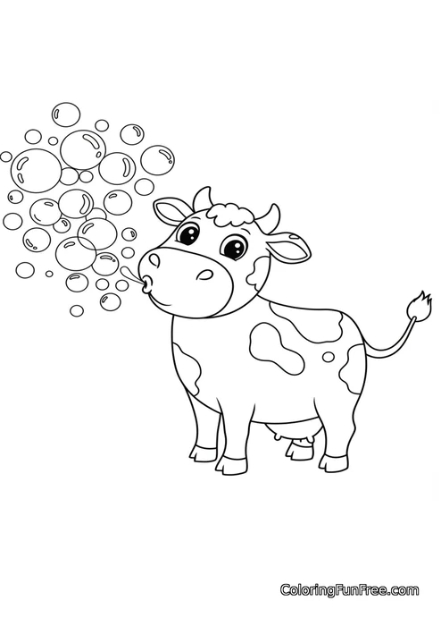 Cow blowing bubbles