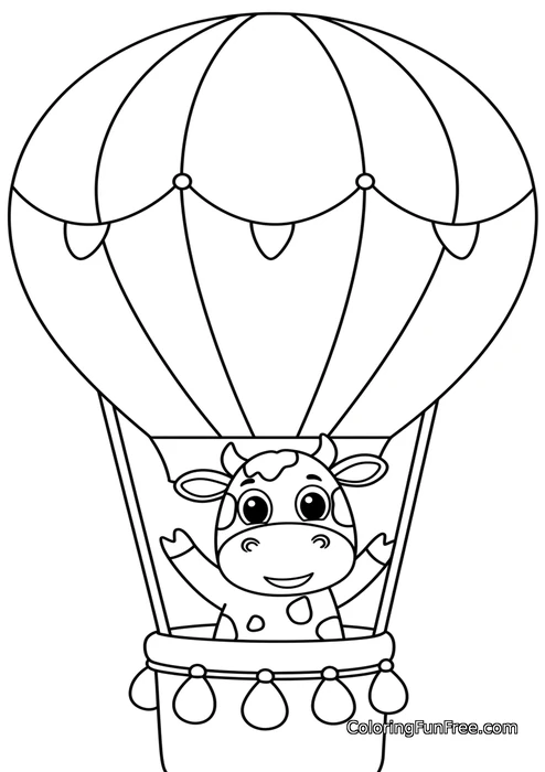 Cow in hot air balloon