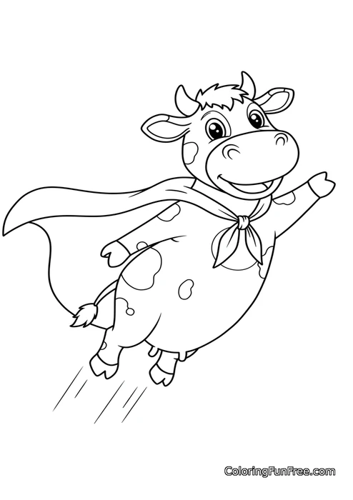 Superhero cow flying