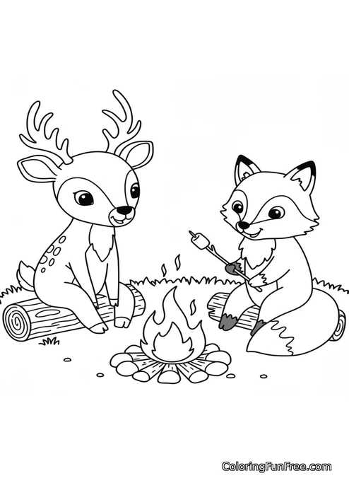 Deer and fox campfire marshmallows