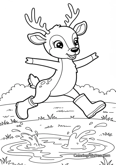 Deer in rain boots puddles