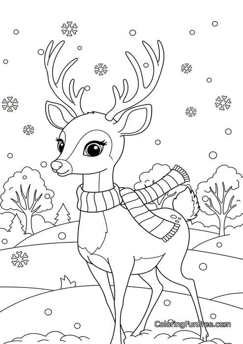 Deer with scarf in snow