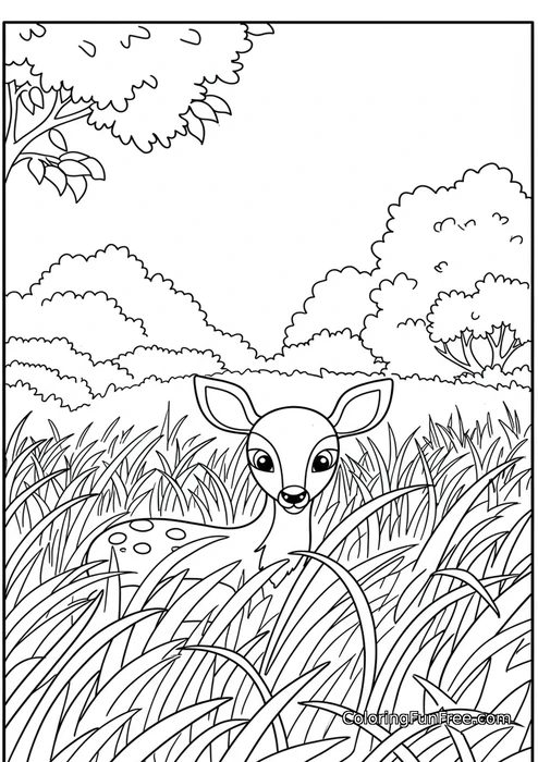 Fawn in tall grass