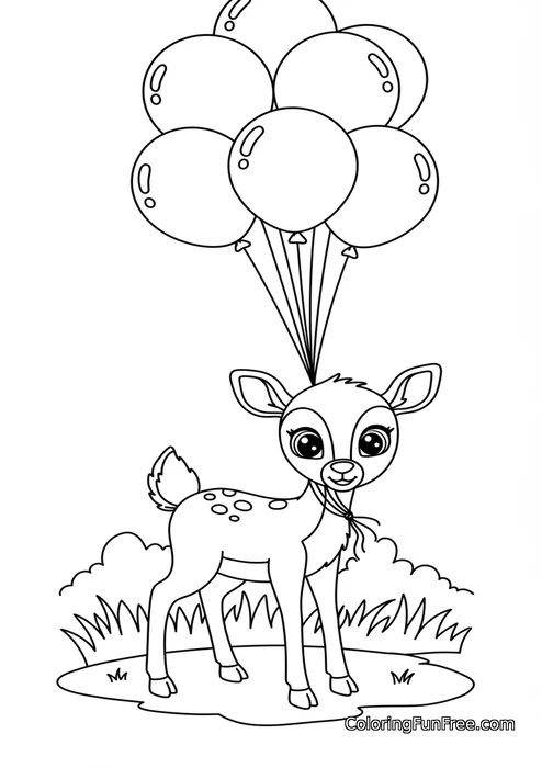 Fawn with balloons