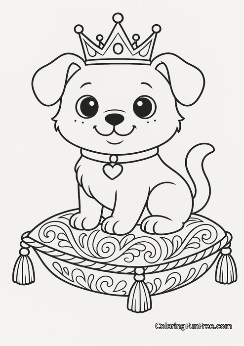 Puppy king on cushion