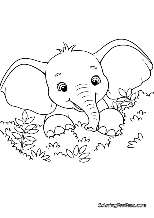 Baby elephant in bushes