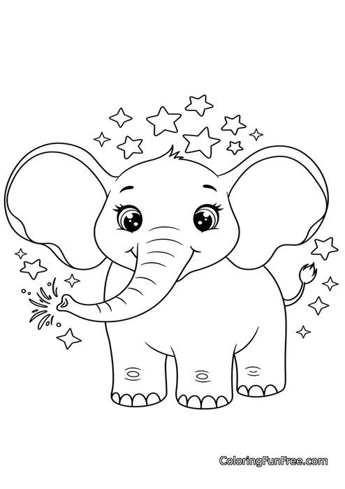 Cute elephant sparkling stars
