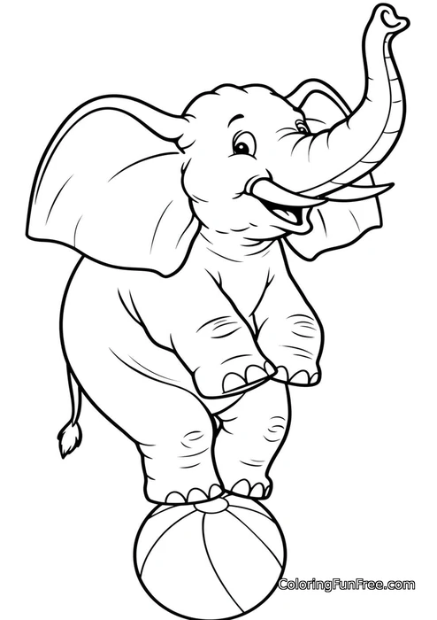 Elephant balancing on ball circus