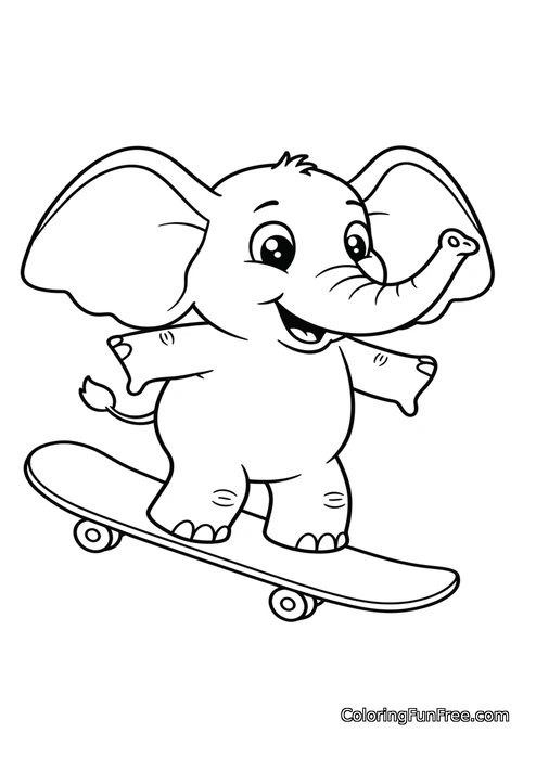 Elephant on skateboard