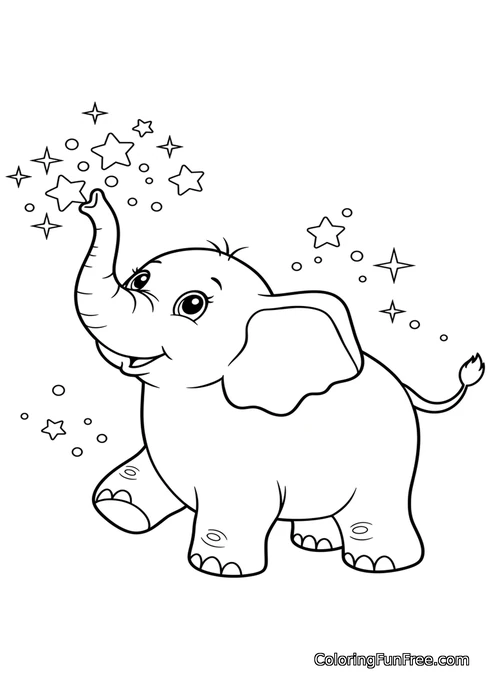 Elephant playing with stars