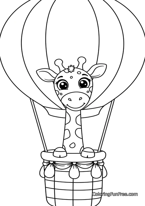 Giraffe in hot air balloon