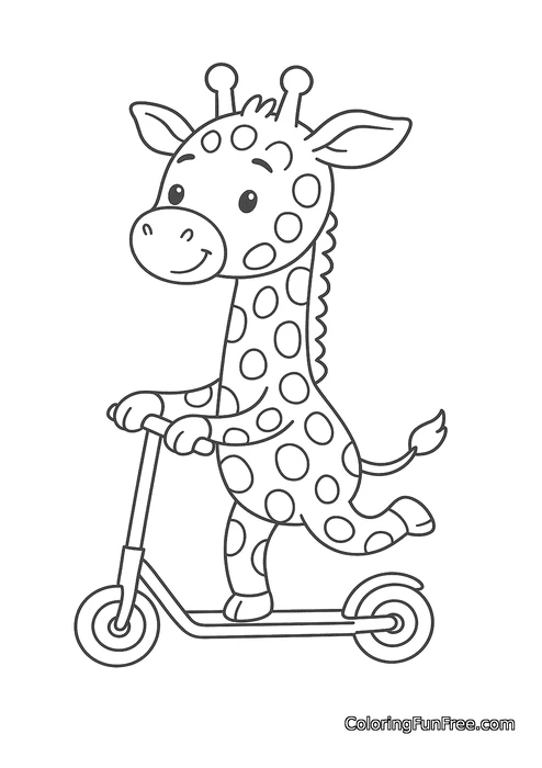 Giraffe riding scooter