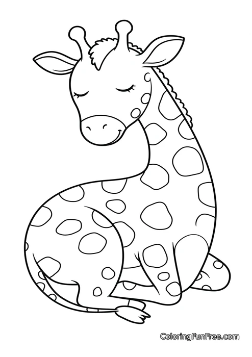 Sleeping giraffe curled up