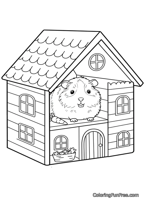 Guinea pig in dollhouse
