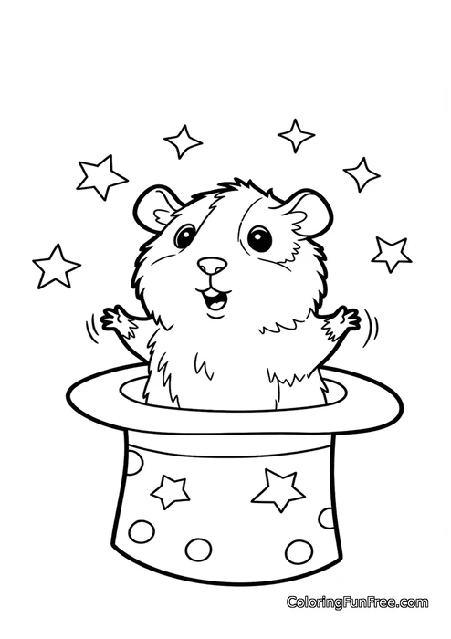 Guinea pig in magic hat