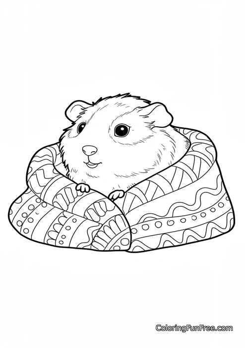 Guinea pig in patterned blanket