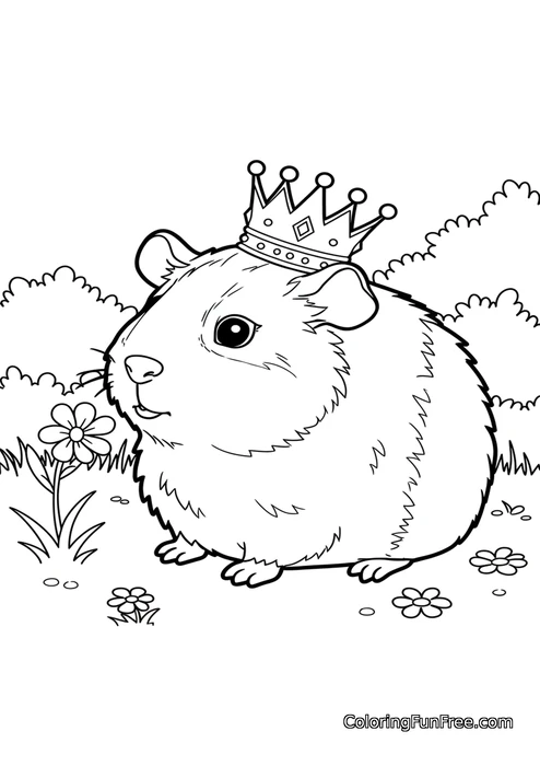 Guinea pig with crown in flowers