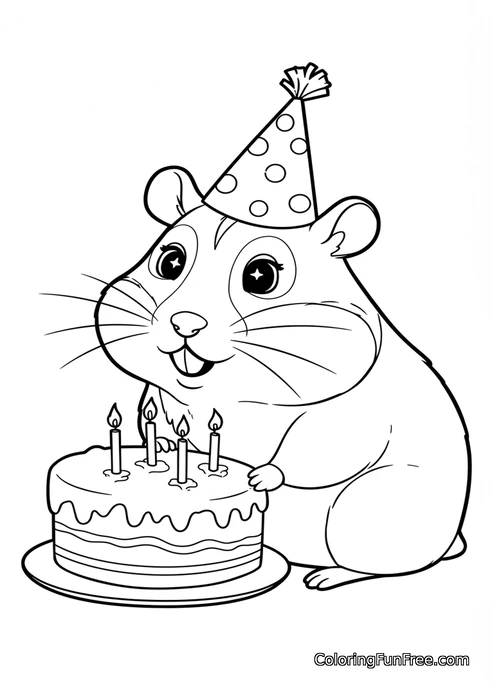 Hamster birthday cake party hat