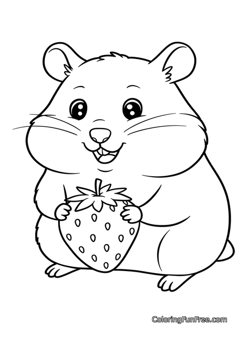 Hamster holding strawberry